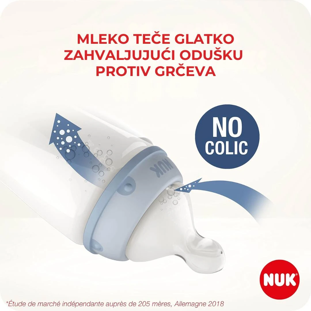 NUK® Flašica Staklena sa Indikatorom Temperature First Choice+ M, 0-6m, 240 mL