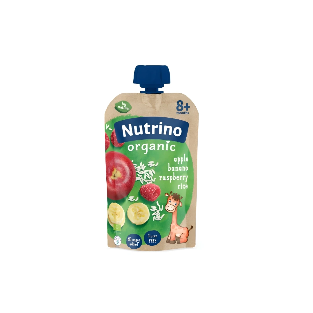 Nutrino ORGANIC Voćni Pire-Jabuka, Banana, Malina i Pirinač 100 g