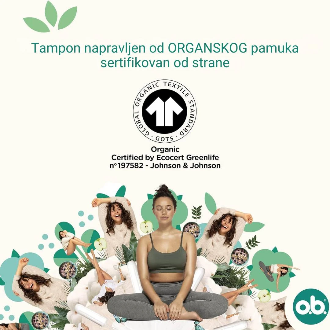 ob® Tamponi Organic NORMAL 16 Tampona za Srednje do Jače Krvarenje