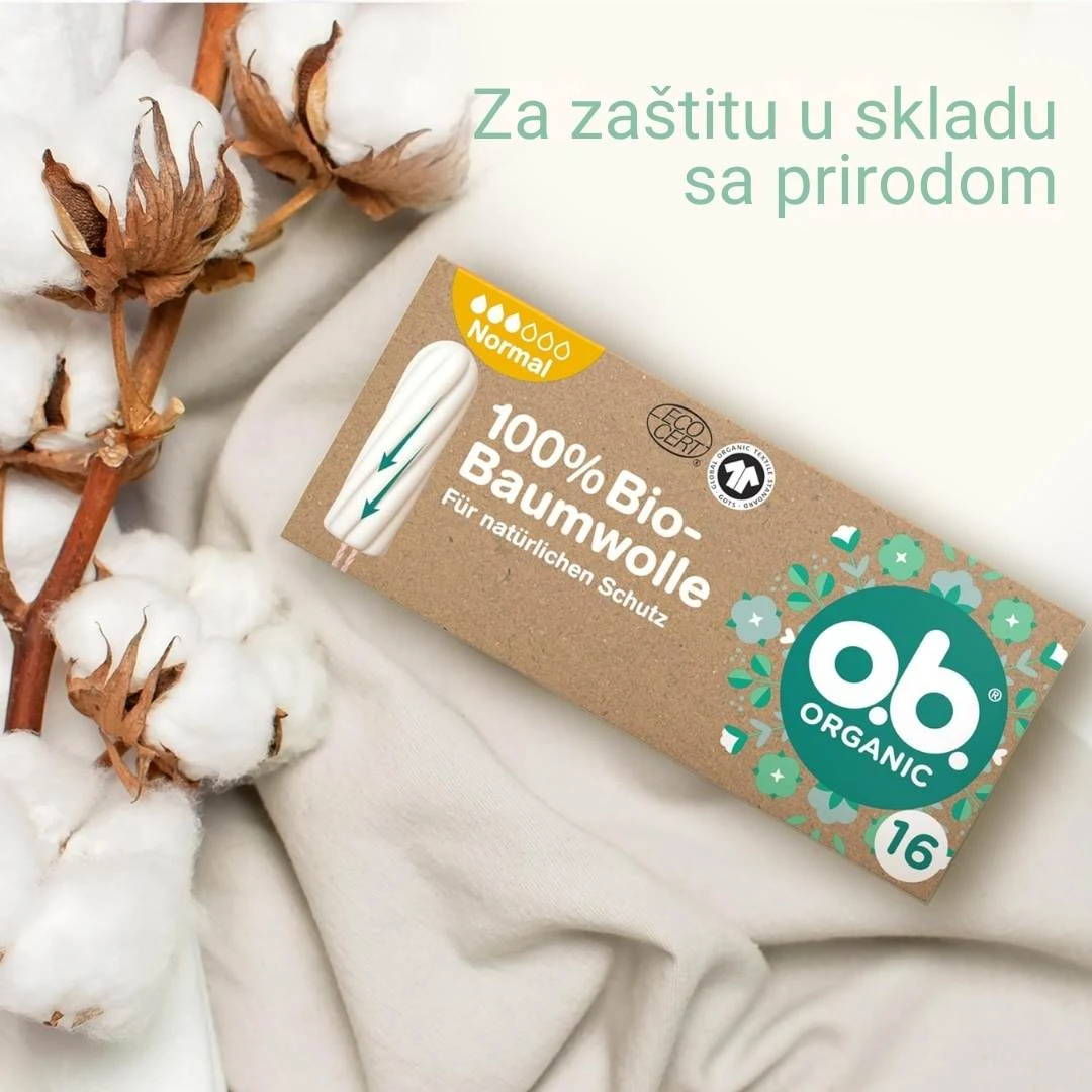 ob® Tamponi Organic NORMAL 16 Tampona za Srednje do Jače Krvarenje