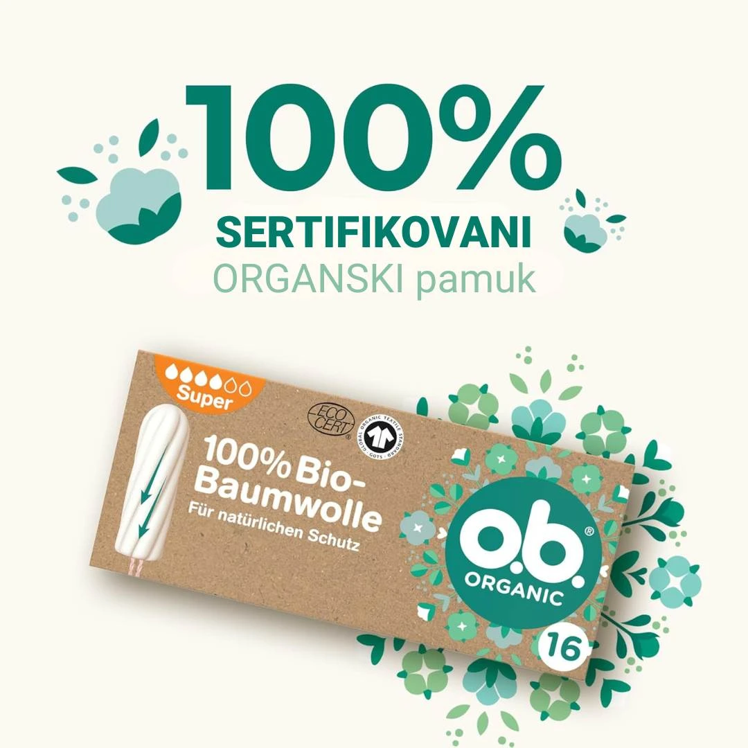 ob® Tamponi Organic SUPER 16 Tampona za Obilnije Menstruacije