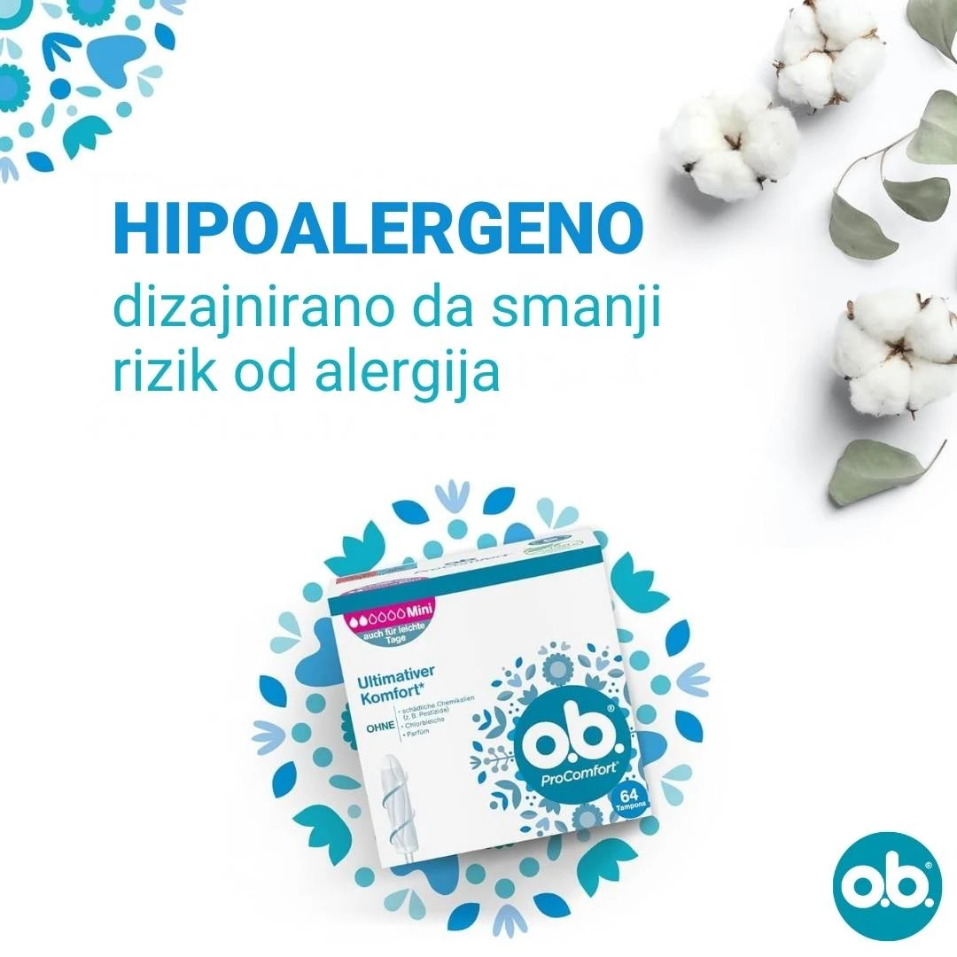 ob® Tamponi ProComfort MINI 16 Tampona za Blaže i Srednje Jake Menstruacije