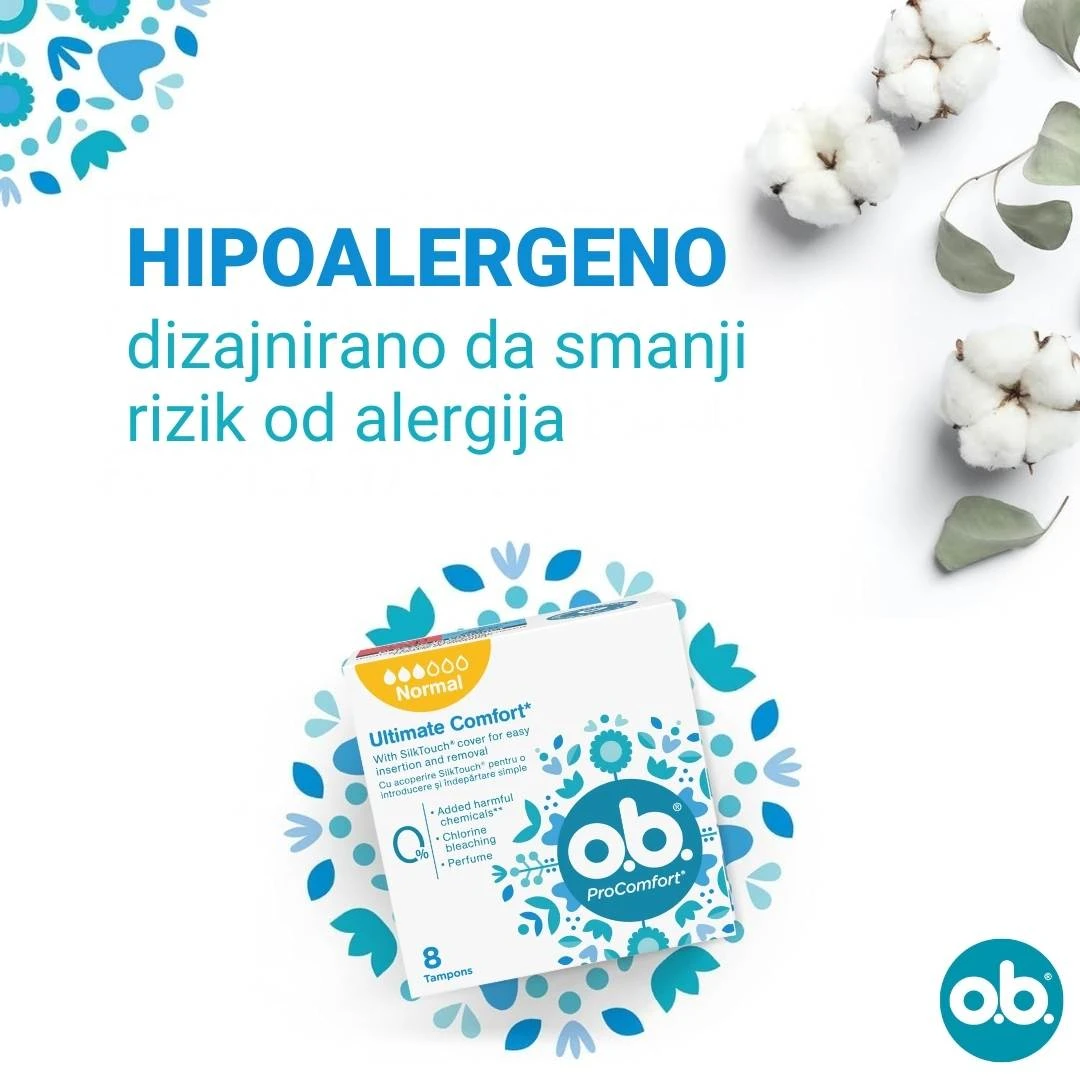 ob® Tamponi ProComfort NORMAL 16 Tampona za Srednjedo Jače Menstruacije