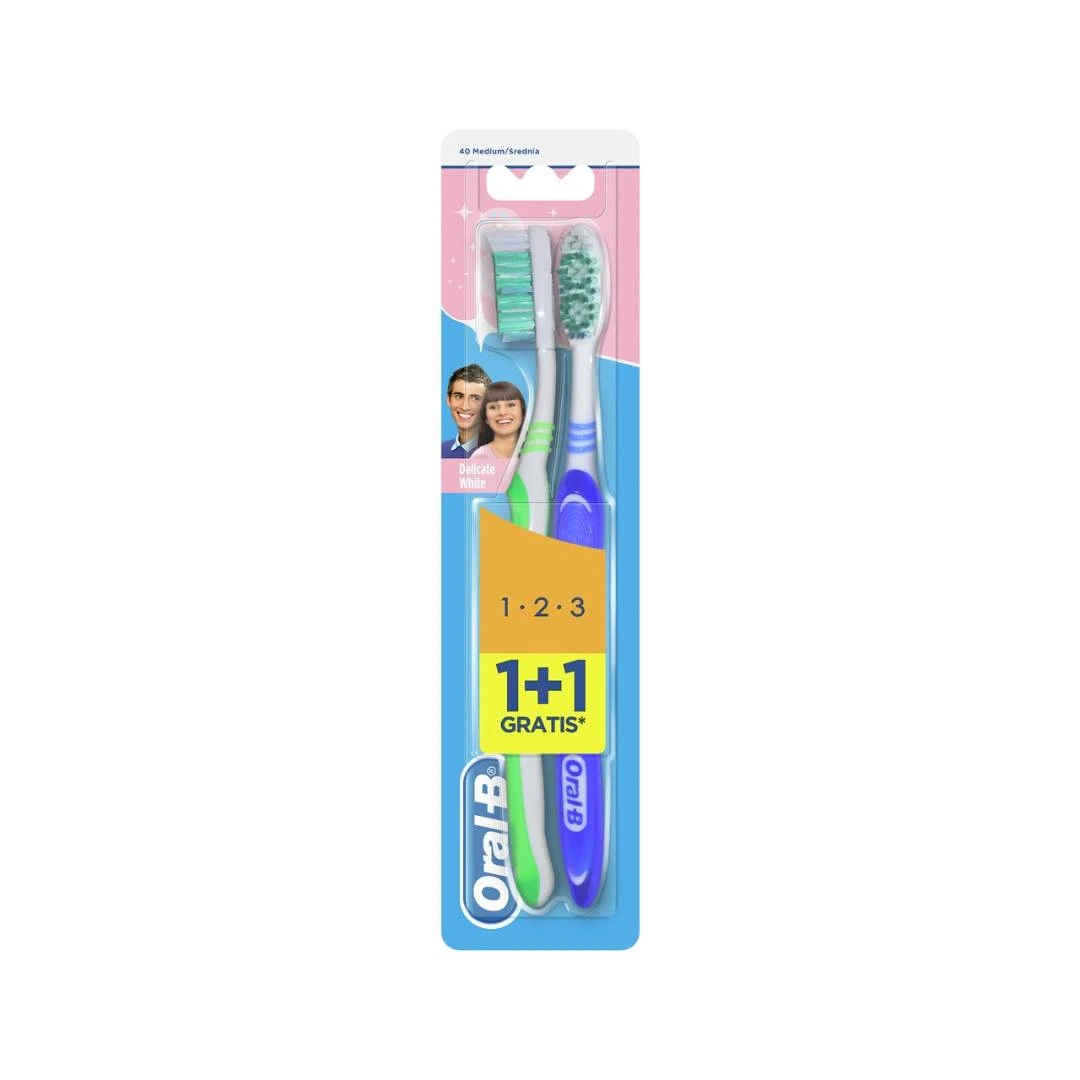 Oral-B® 3 Effect Delicate White Četkica za Zube Medium 1+1 GRATIS