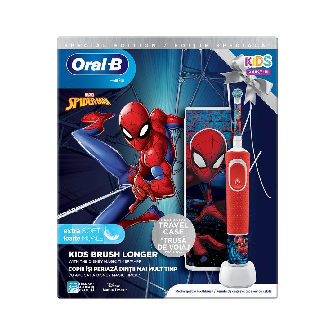 Oral-B® PROMO Električna Četkica za Decu Spiderman Vitality PRO KIDS 3+ sa Futrolom za Putovanje