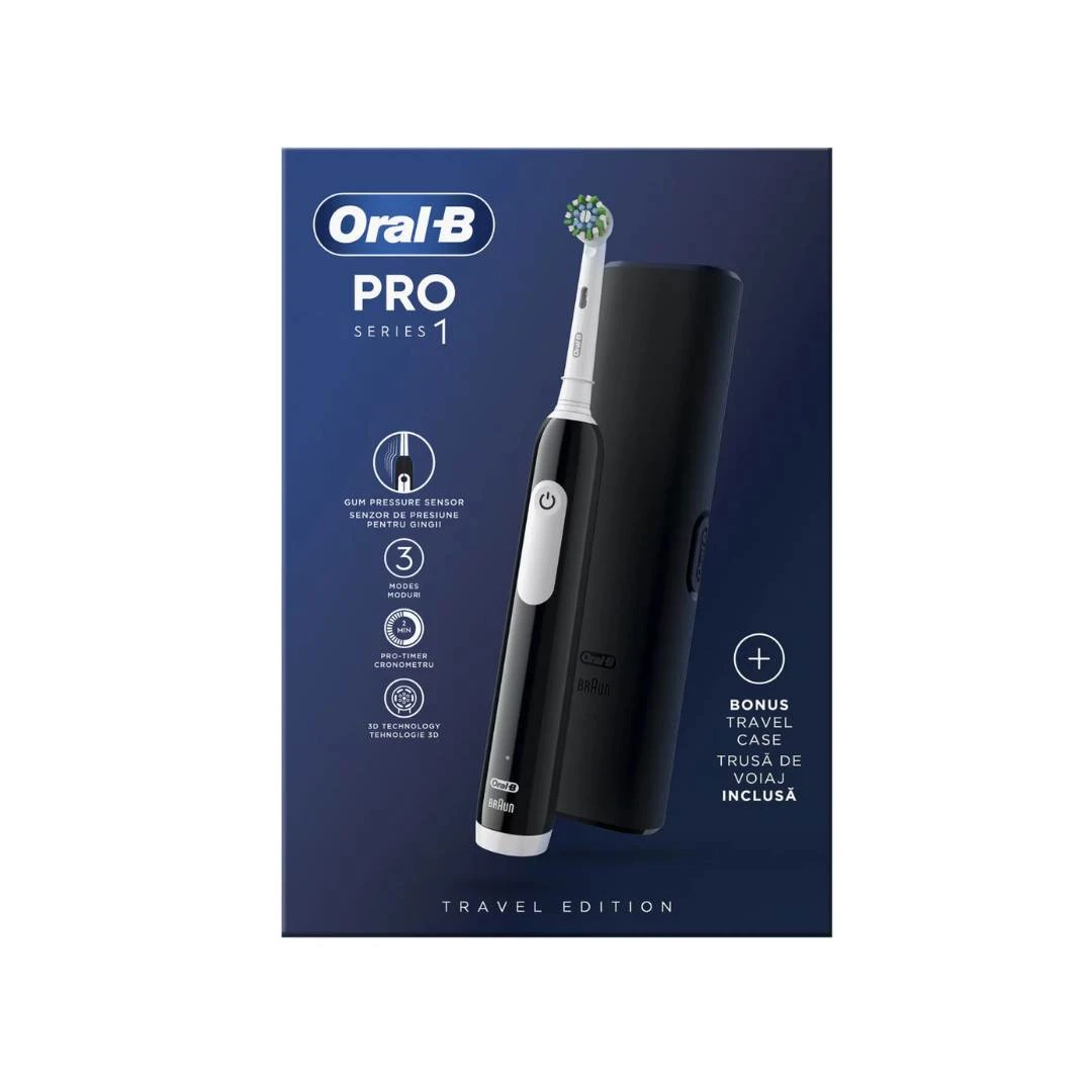 Oral-B® PRO 1 Električna Četkica za Zube Crna Putni Set