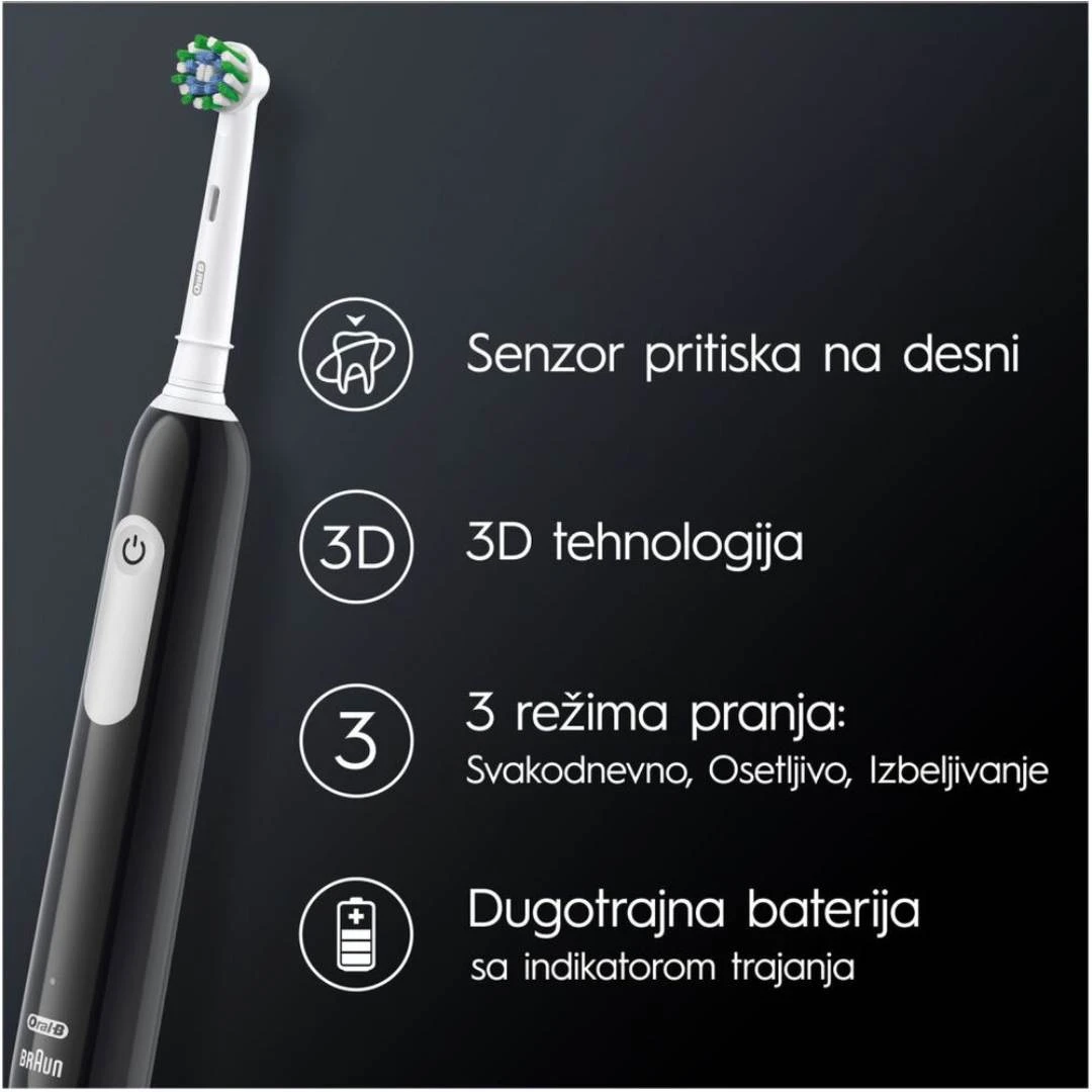 Oral-B® PRO 1 Električna Četkica za Zube Crna Putni Set