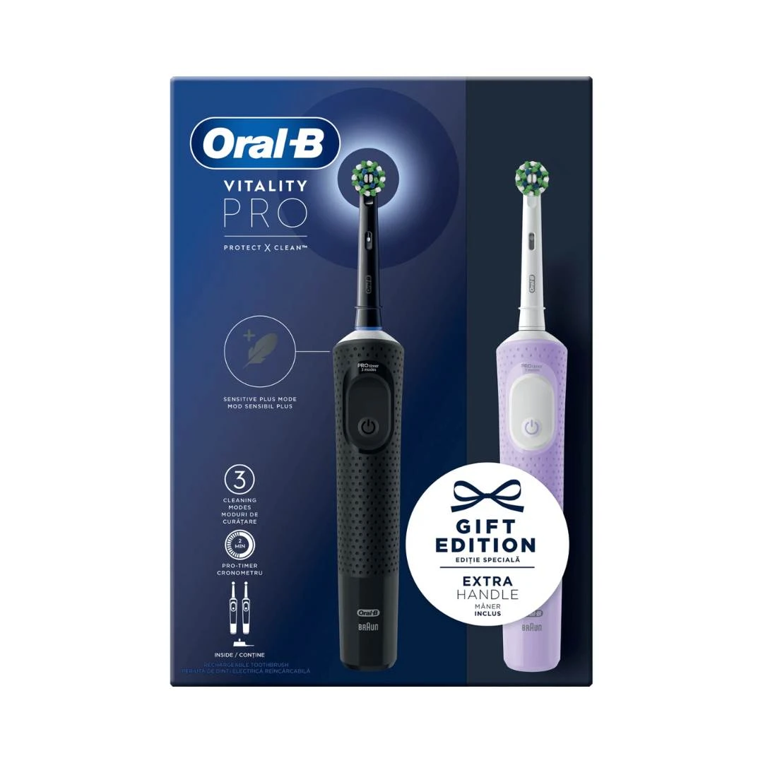 Oral-B® Vitality Pro Električna Četkica za Zube Duo Pack (Crna + Roze)