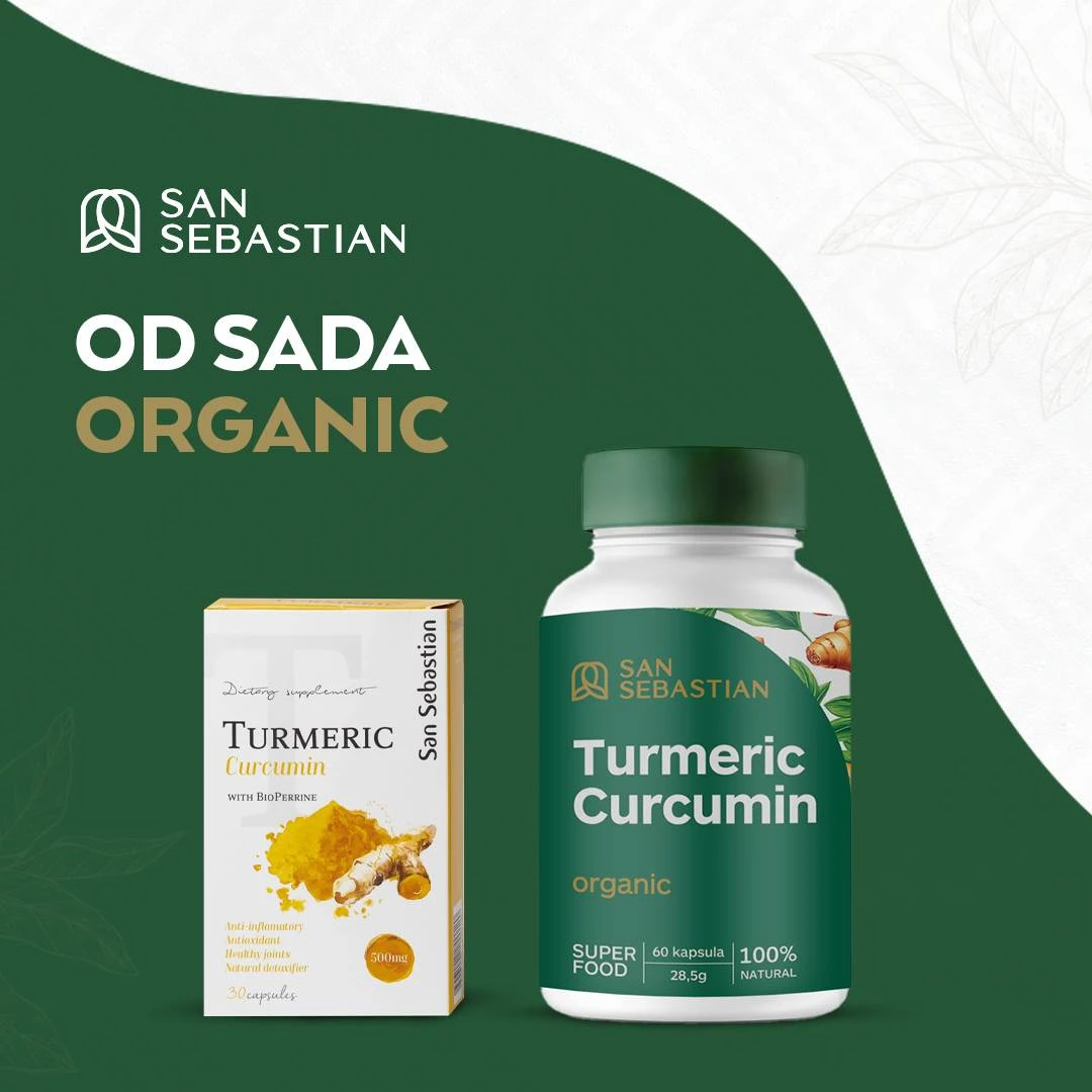 SAN SEBASTIAN Organska Kurkuma i Plod Crnog Bibera Turmeric Curcumin 60 Kapsula