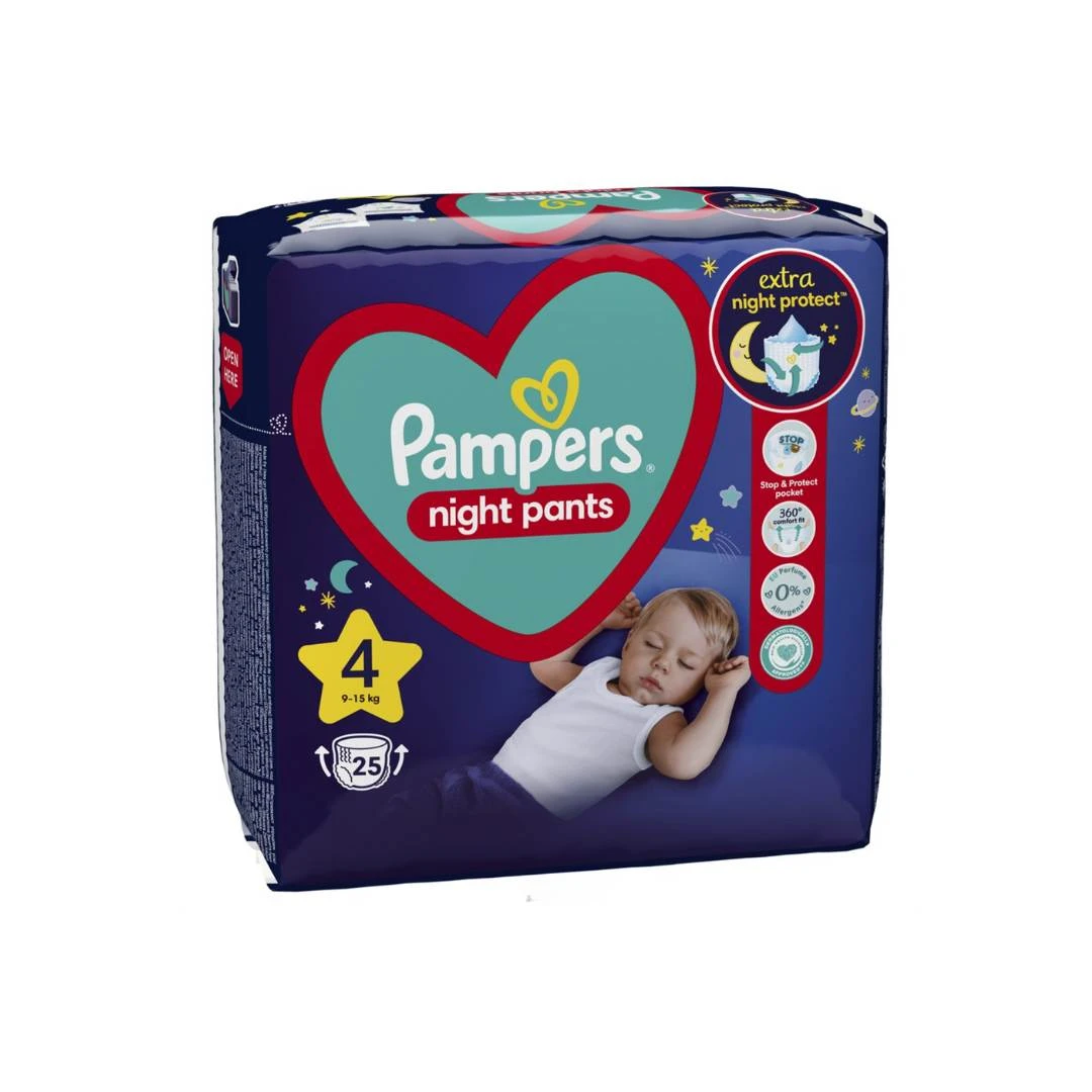 Pampers® PANTS Night 4 Noćne Gaćice 9-15 kg 25 Komada