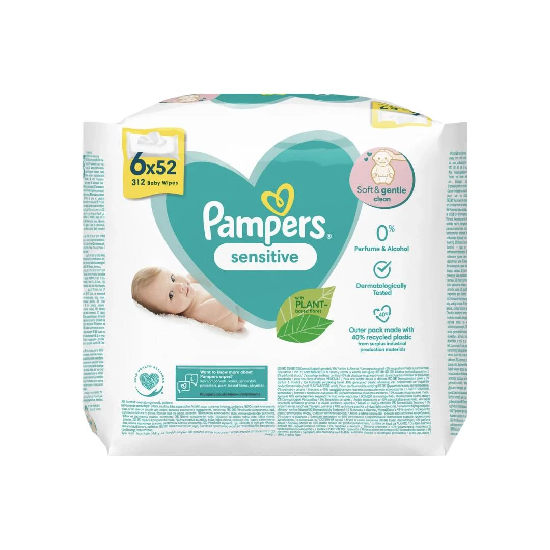 Pampers® Vlažne Maramice Sensitive 6x52 PROMO PAKOVANJE