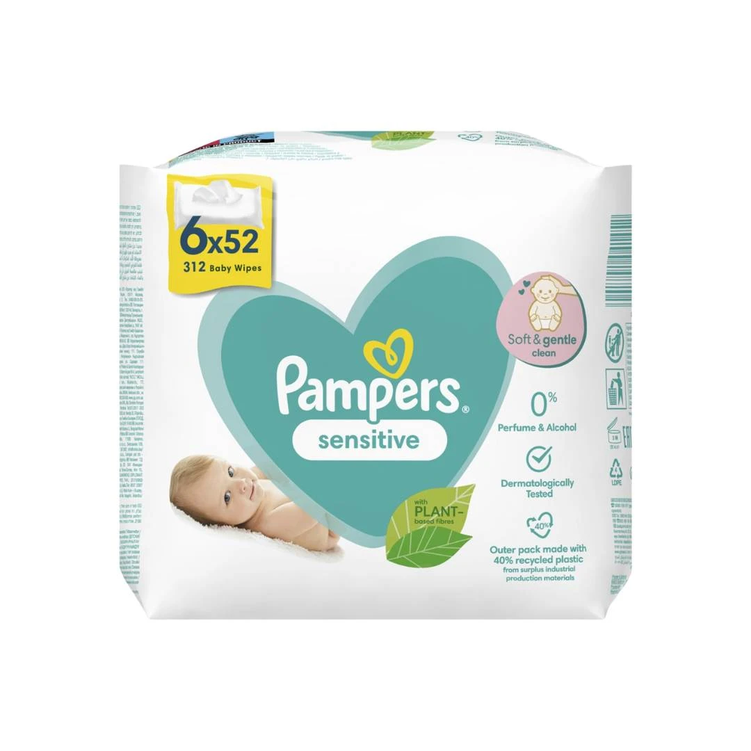 Pampers® Vlažne Maramice Sensitive 6x52 PROMO PAKOVANJE