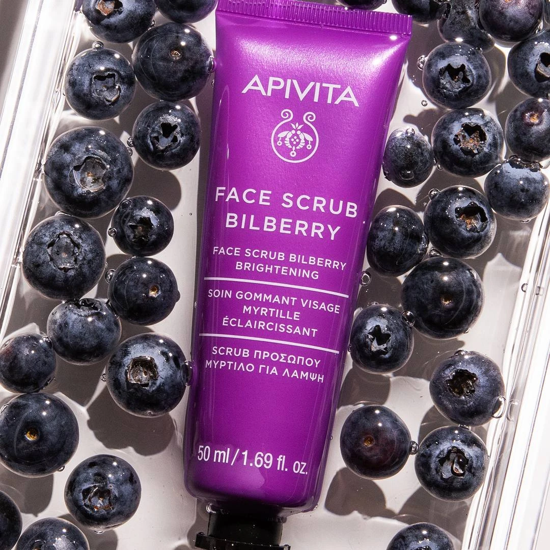 APIVITA Face Scrub Bilberry Pilig za Blistav Ten Lica Borovnica 50 mL