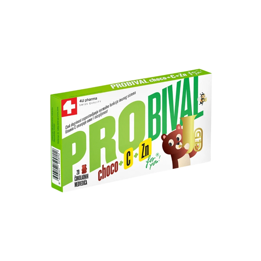 PROBIVAL CHOCO MEDVEDIĆI Zn+Vitamin C Probiotik 20 Medvedića