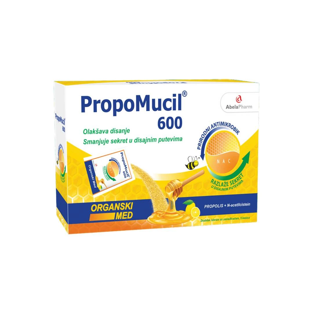 PropoMucil® sa Organskim Medom 600 5 Kesica za Iskašljavanje