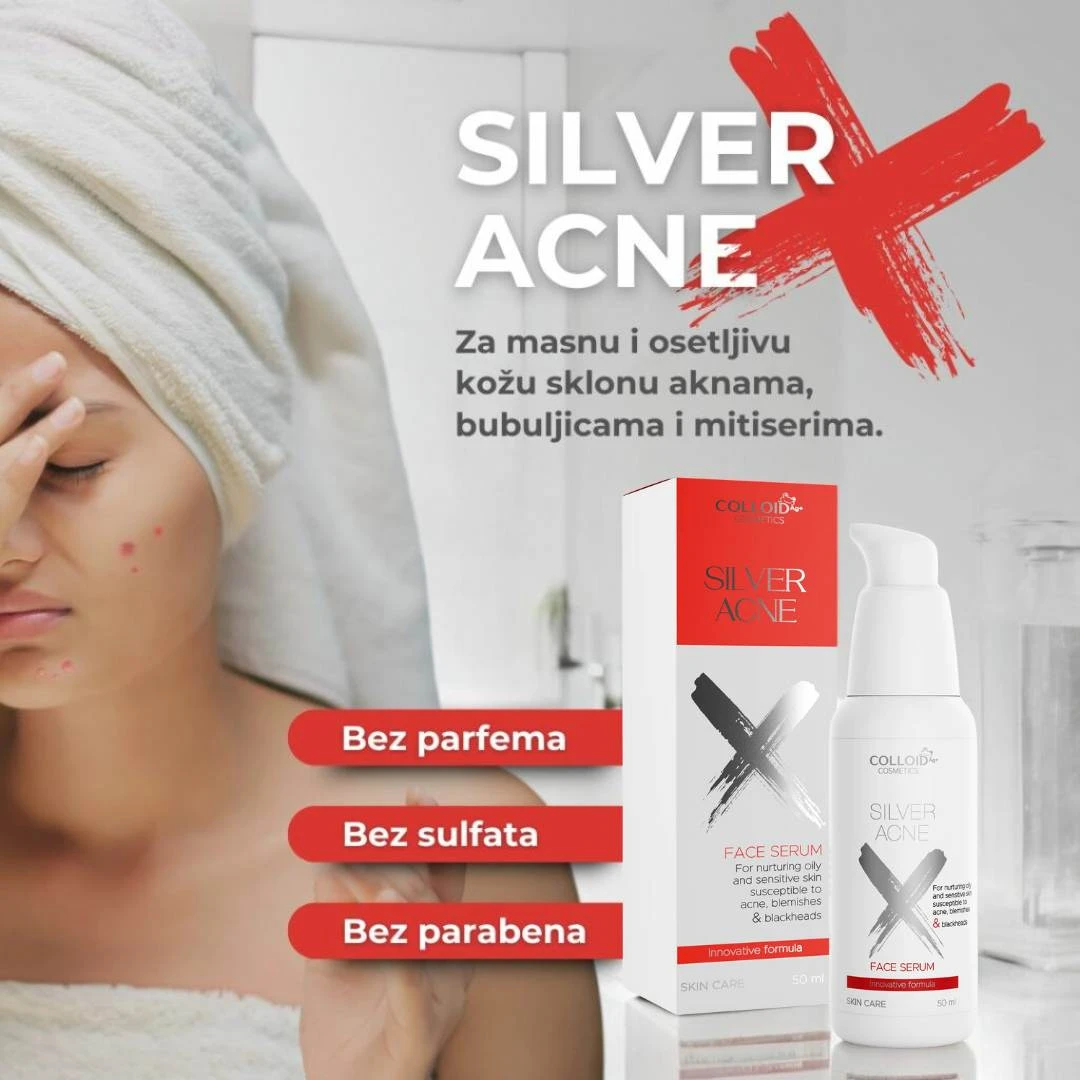 SILVER ACNE X Serum za Lice 50 mL; Akne; Bubuljice; Mitiseri; Masna Koža