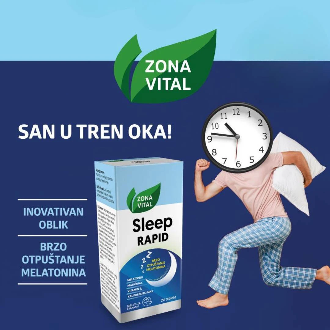 Sleep RAPID 24 Tablete za Otapanje u Ustima; Melatonin; Matičnjak; Kalifornijski Mak; Vitamin B6; Protiv Nesanice