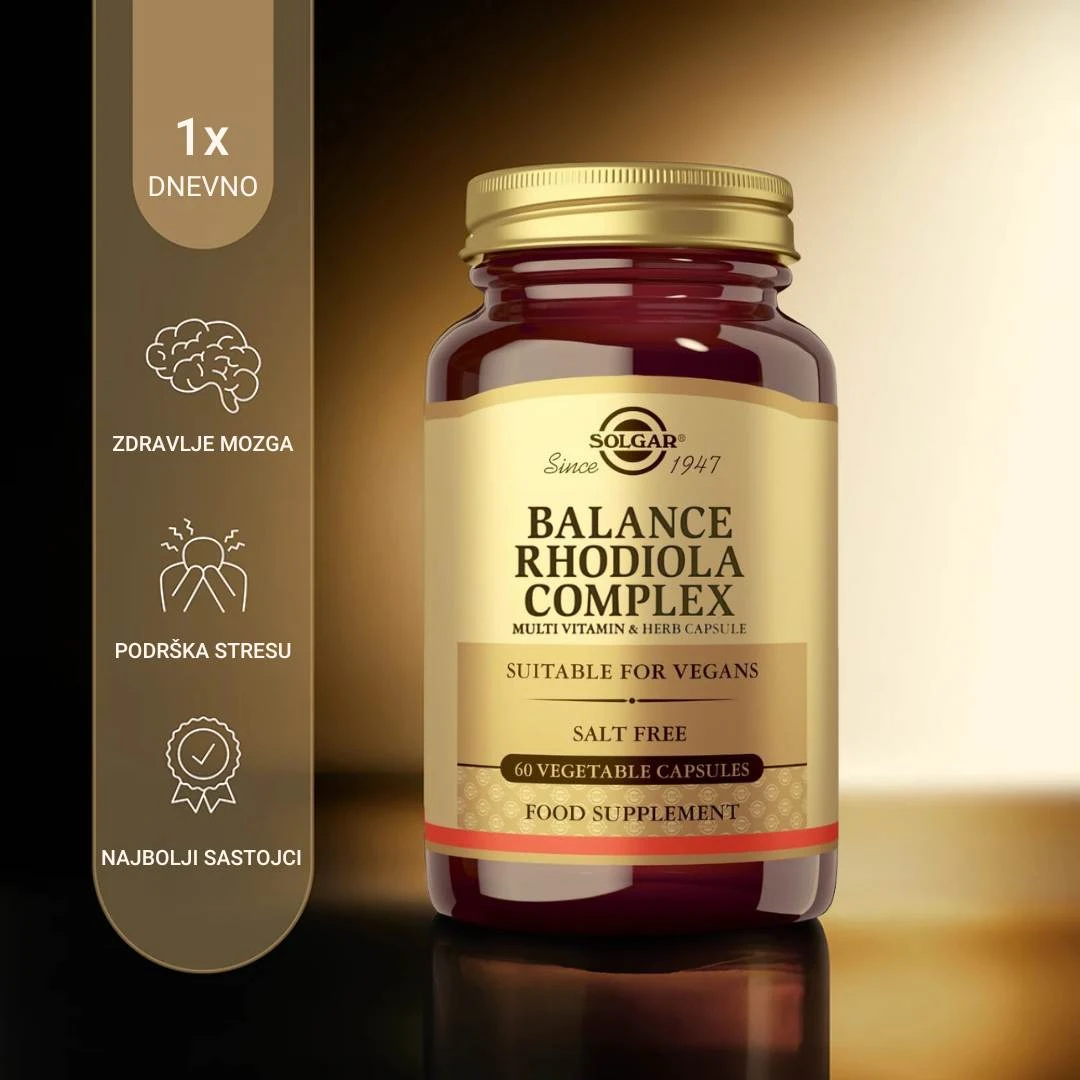 SOLGAR® Balance Rhodiola Complex 60 Kapsula Protiv Stresa, Umora i Iscrpljenosti