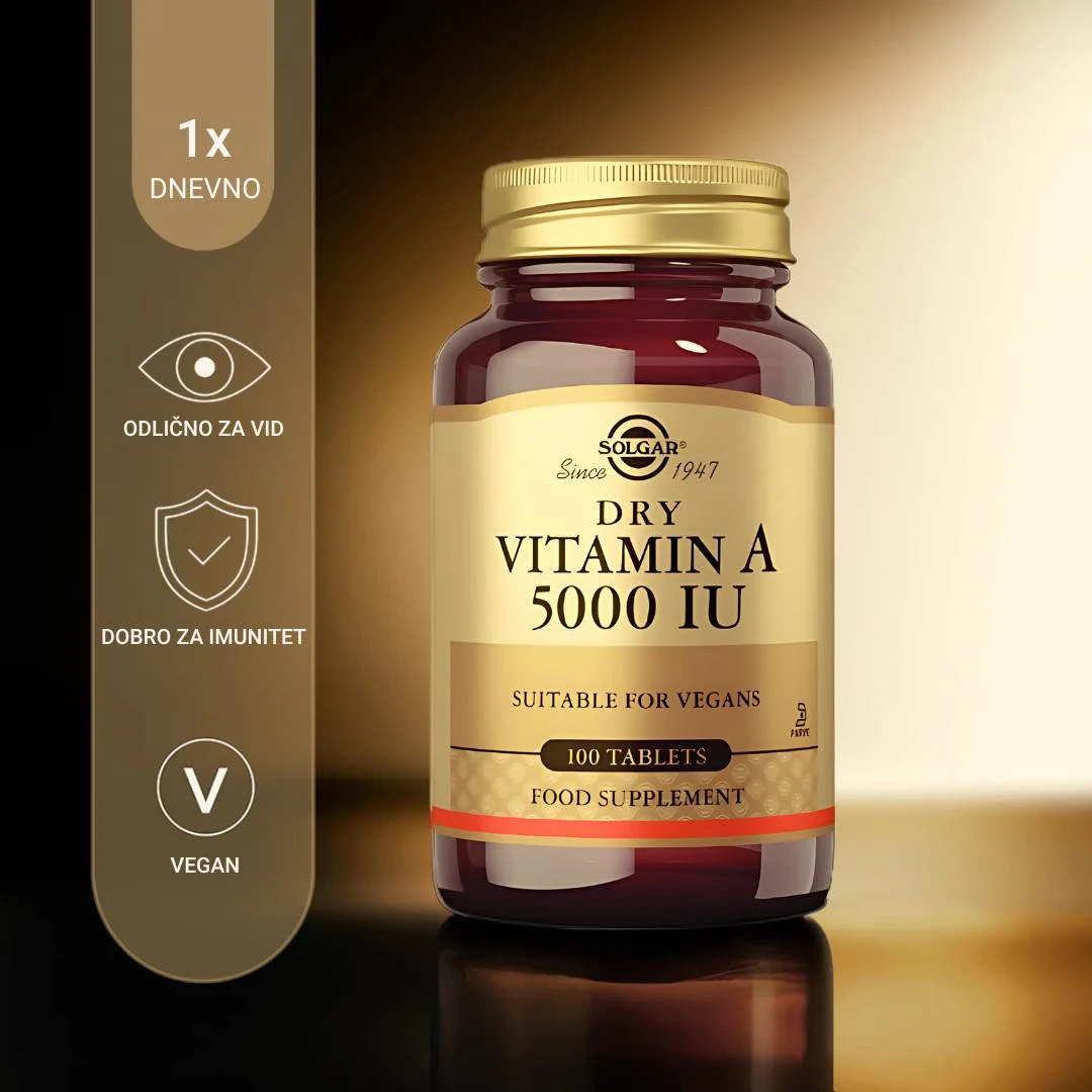 SOLGAR® Dry Vitamin A 5000 IU 100 Tableta Retinol