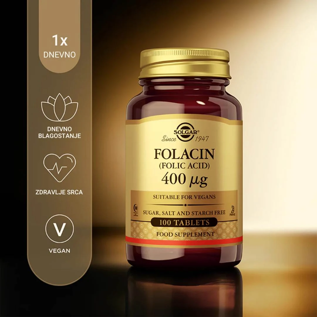 SOLGAR® Folacin Folna Kiselina 400 mcg 100 Tableta