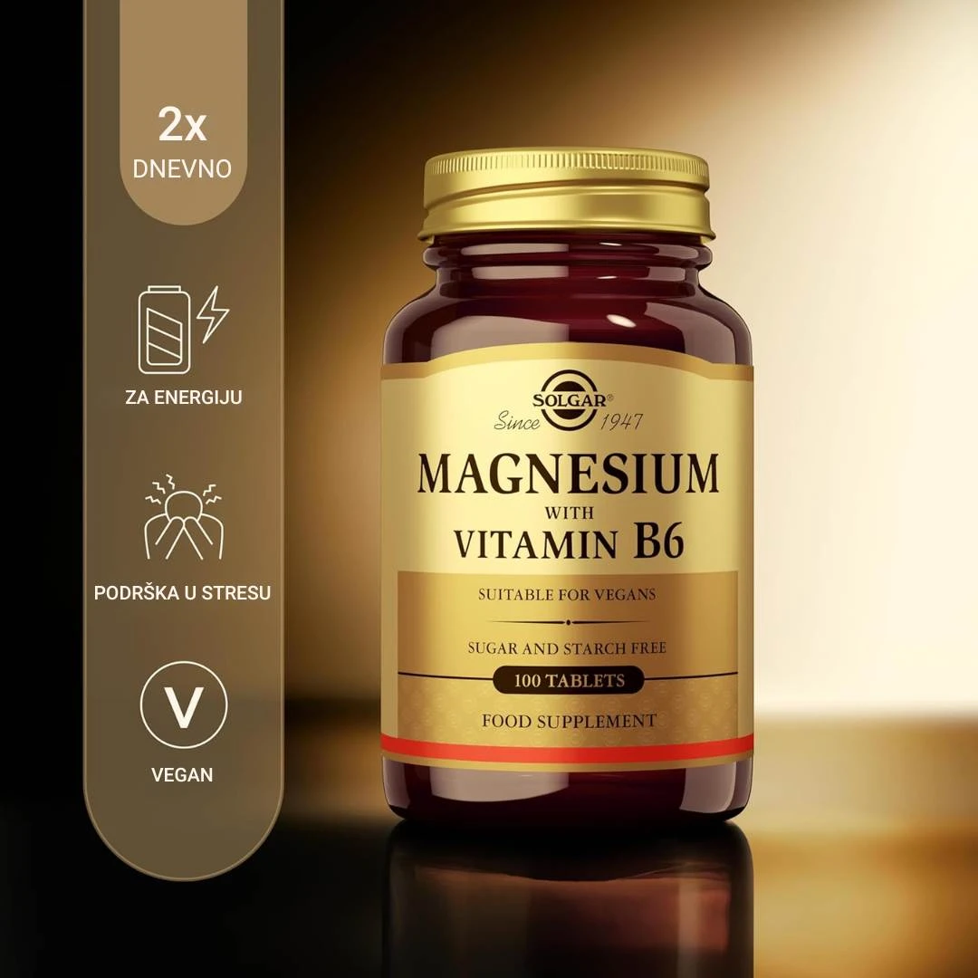 SOLGAR® Magnezijum sa Vitaminom B6 100 Tableta