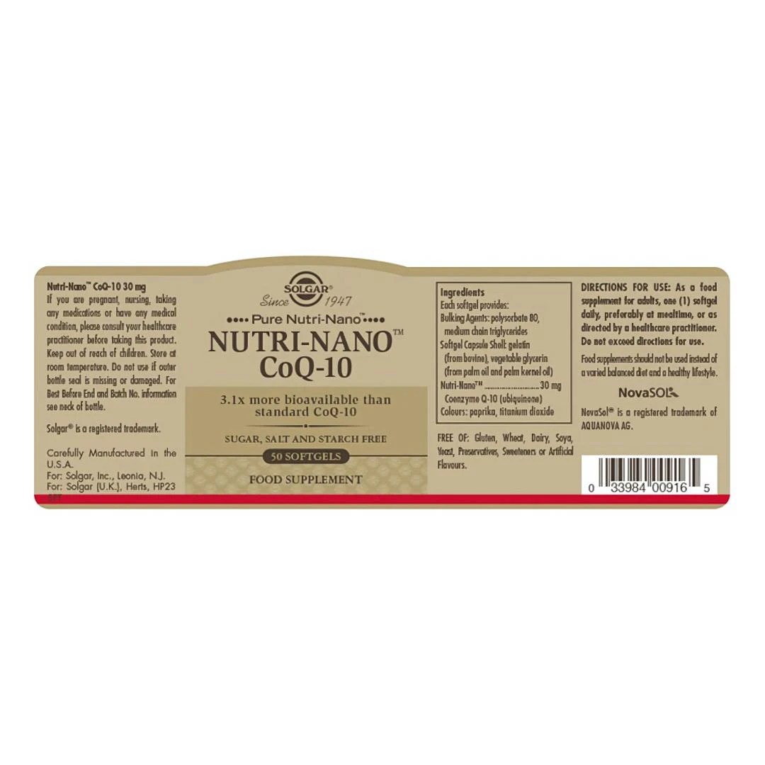 SOLGAR® Nutri-Nano CoQ-10 50 Kapsula sa Koenzimom Q10