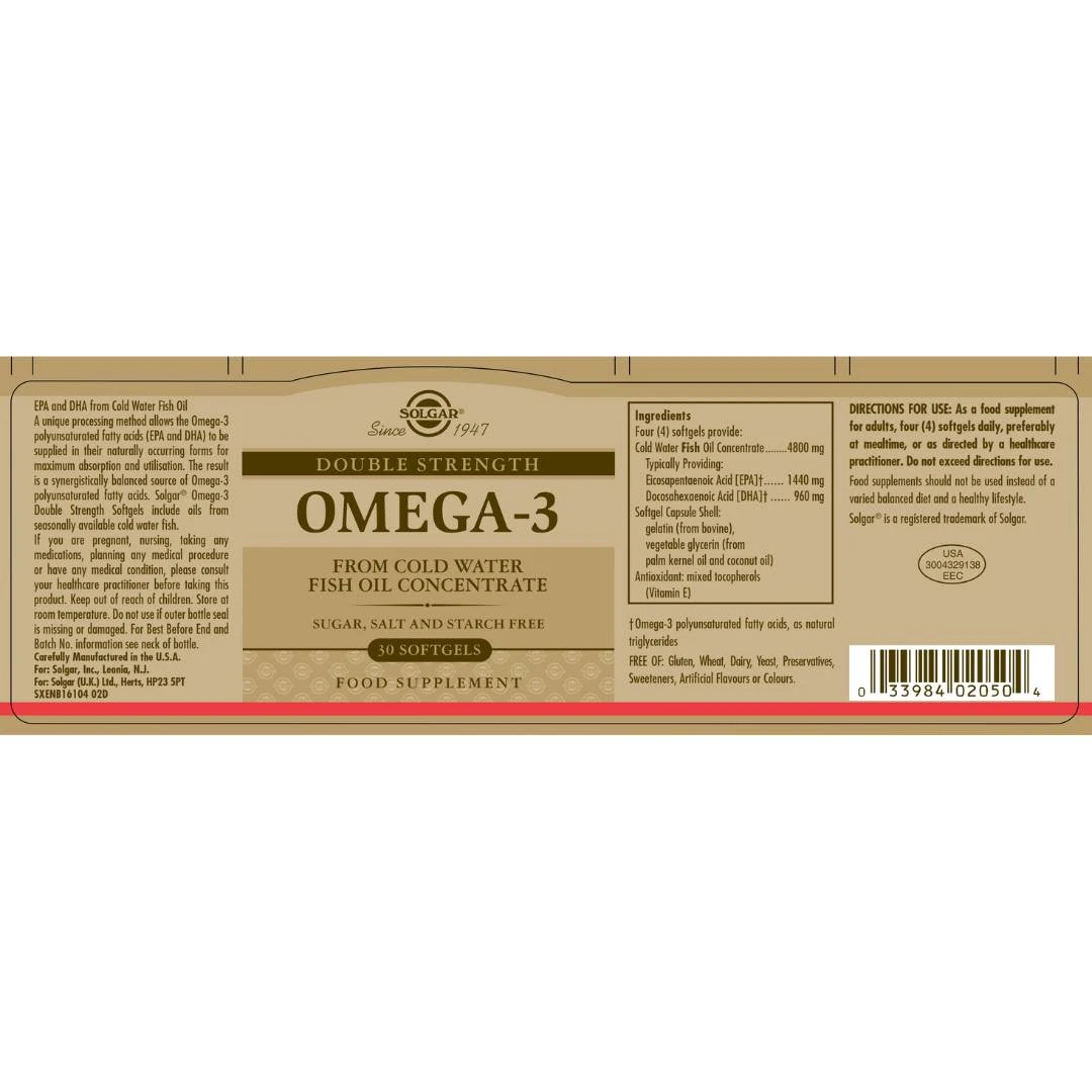 SOLGAR® Omega 3 Double Strength 30 Kapsula