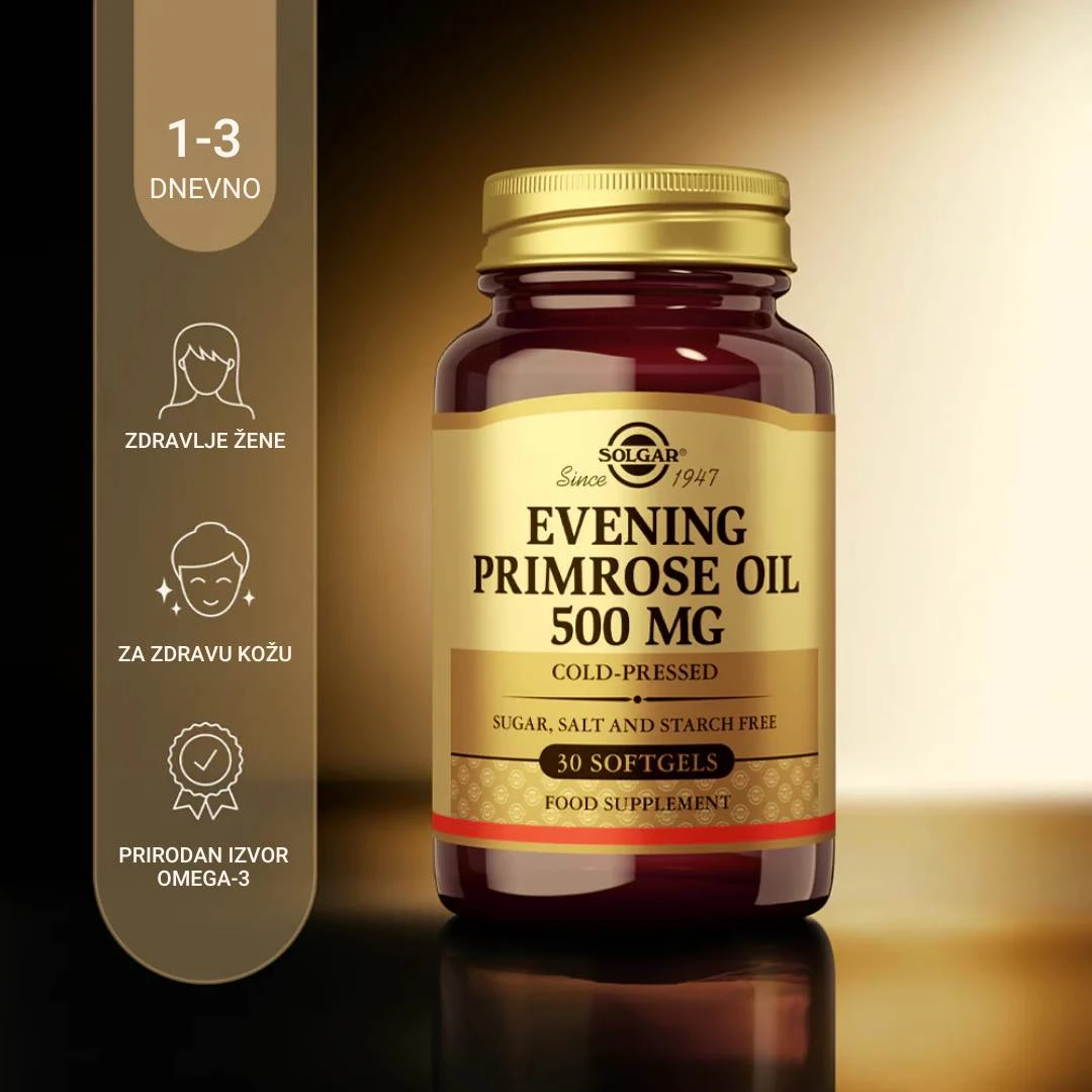 SOLGAR® Evening Primrose Oil Ulje Žutog Noćurka 500 mg 30 Kapsula 