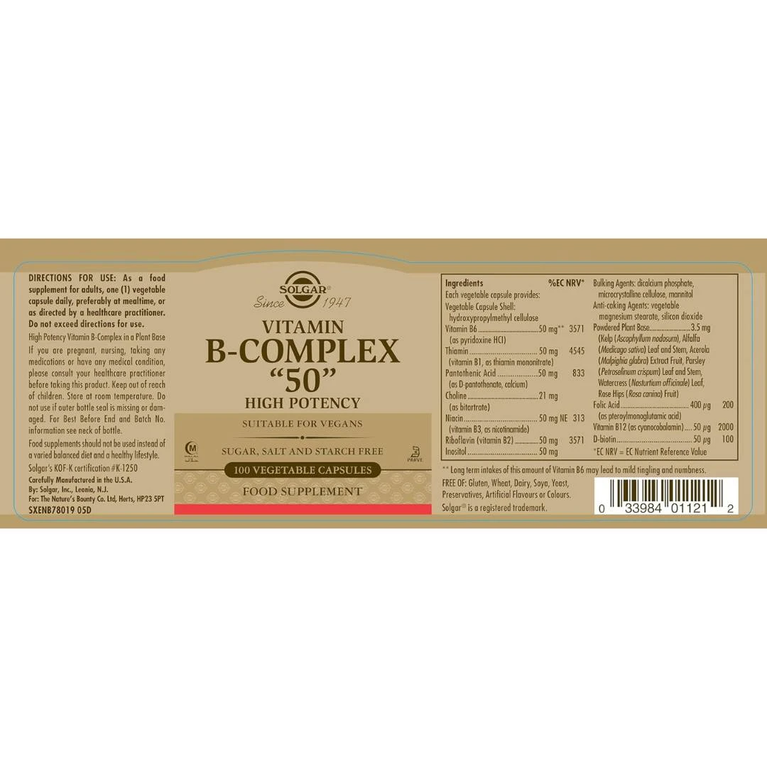 SOLGAR® Vitamin B Complex 50 100 Tableta