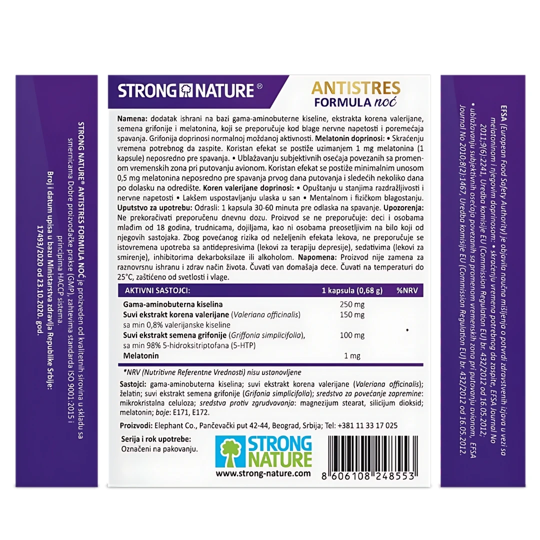 STRONG NATURE® Antistres Formula Noć 30 Kapsula