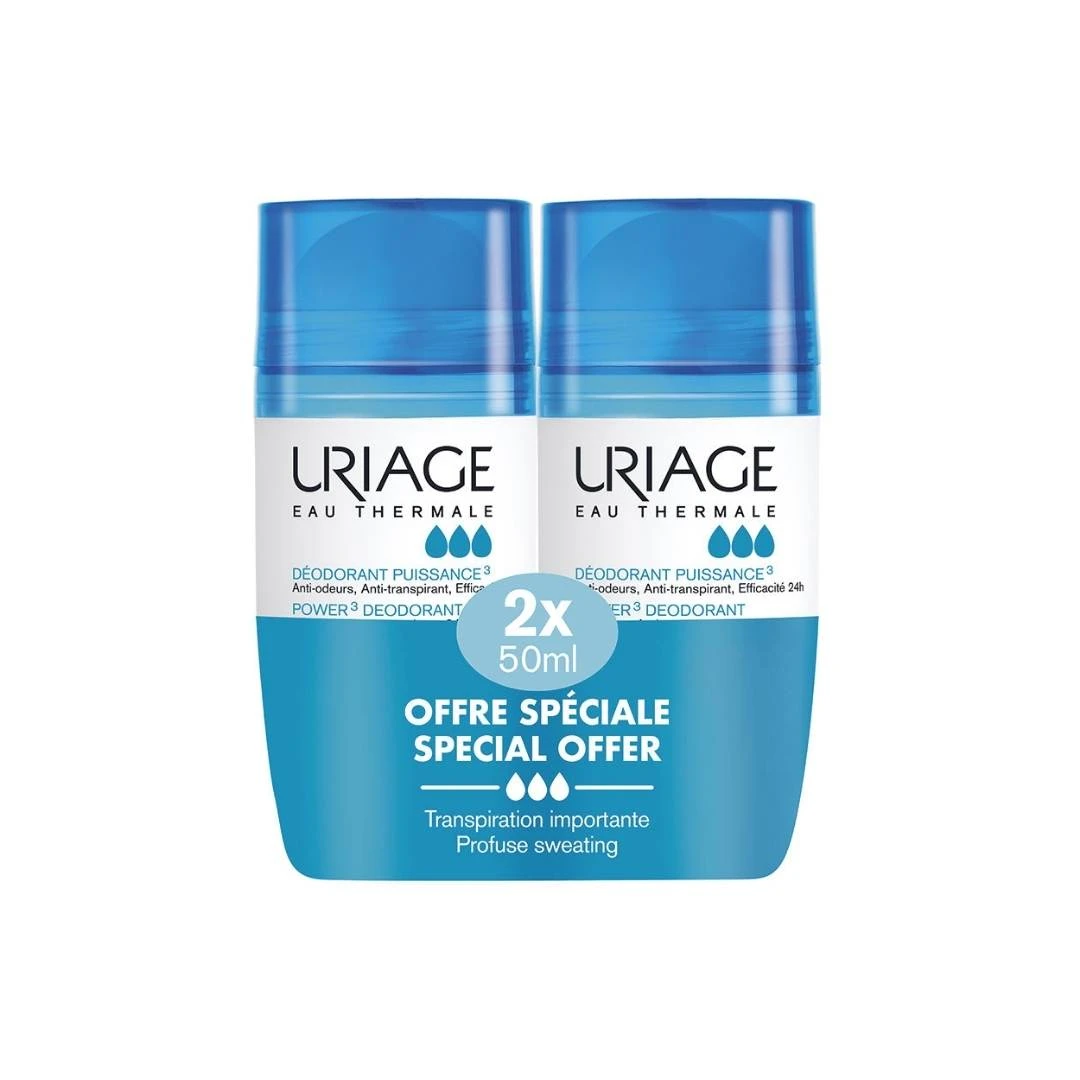 URIAGE DEO Roll-On POWER 3 Deodorant PROMO Antiperspirant za Osetljivu Kožu 2x50 mL