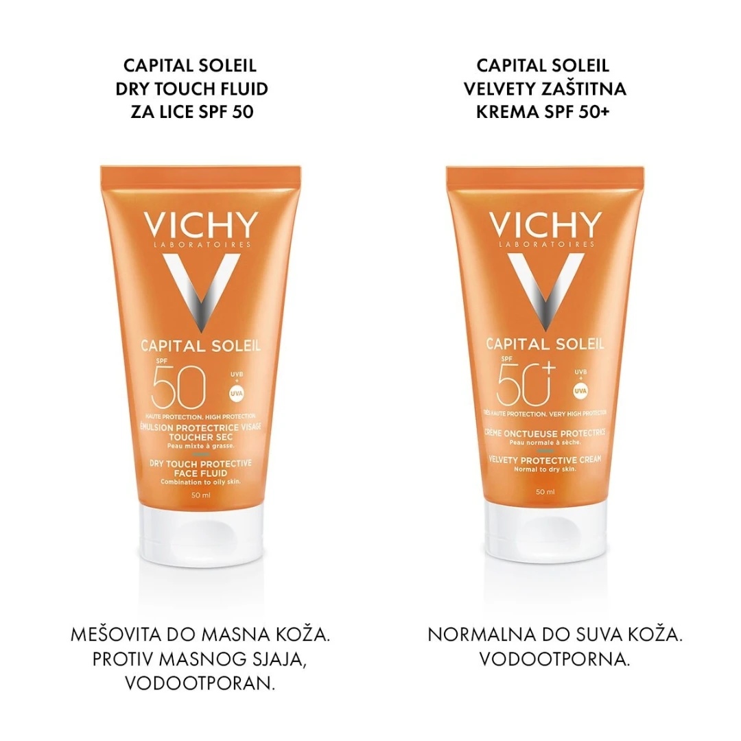 VICHY CAPITAL SOLEIL Baršunasta Krema za Lepši Izgled Kože sa SPF50+ za Normalnu i Suvu Kožu 50 mL