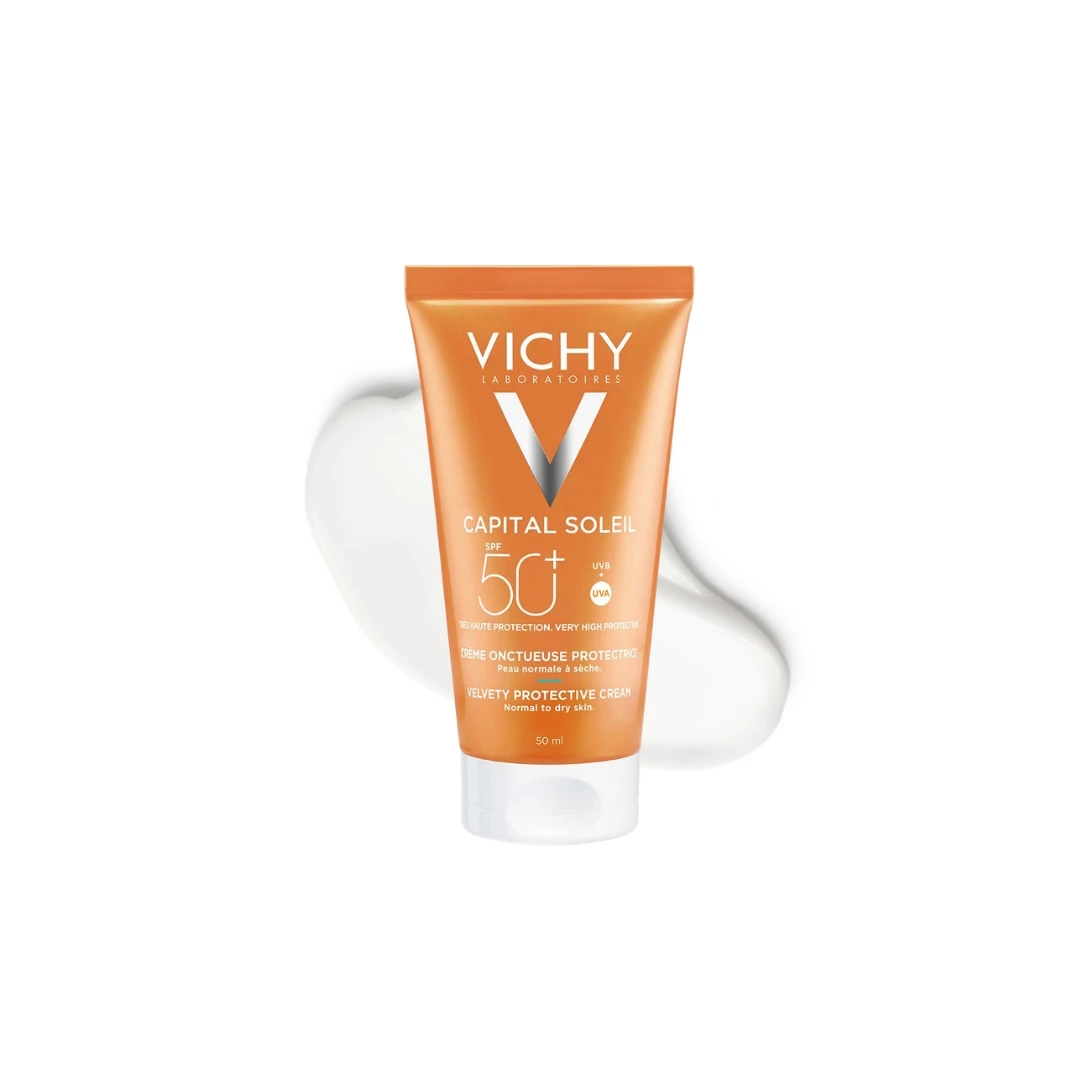 VICHY CAPITAL SOLEIL Baršunasta Krema za Lepši Izgled Kože sa SPF50+ za Normalnu i Suvu Kožu 50 mL