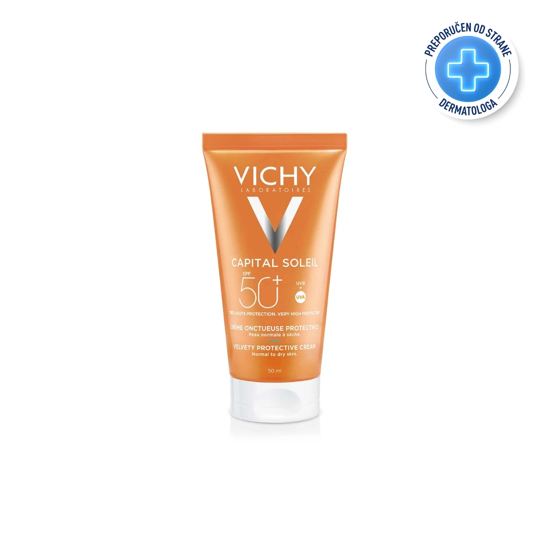 VICHY CAPITAL SOLEIL Baršunasta Krema za Lepši Izgled Kože sa SPF50+ za Normalnu i Suvu Kožu 50 mL