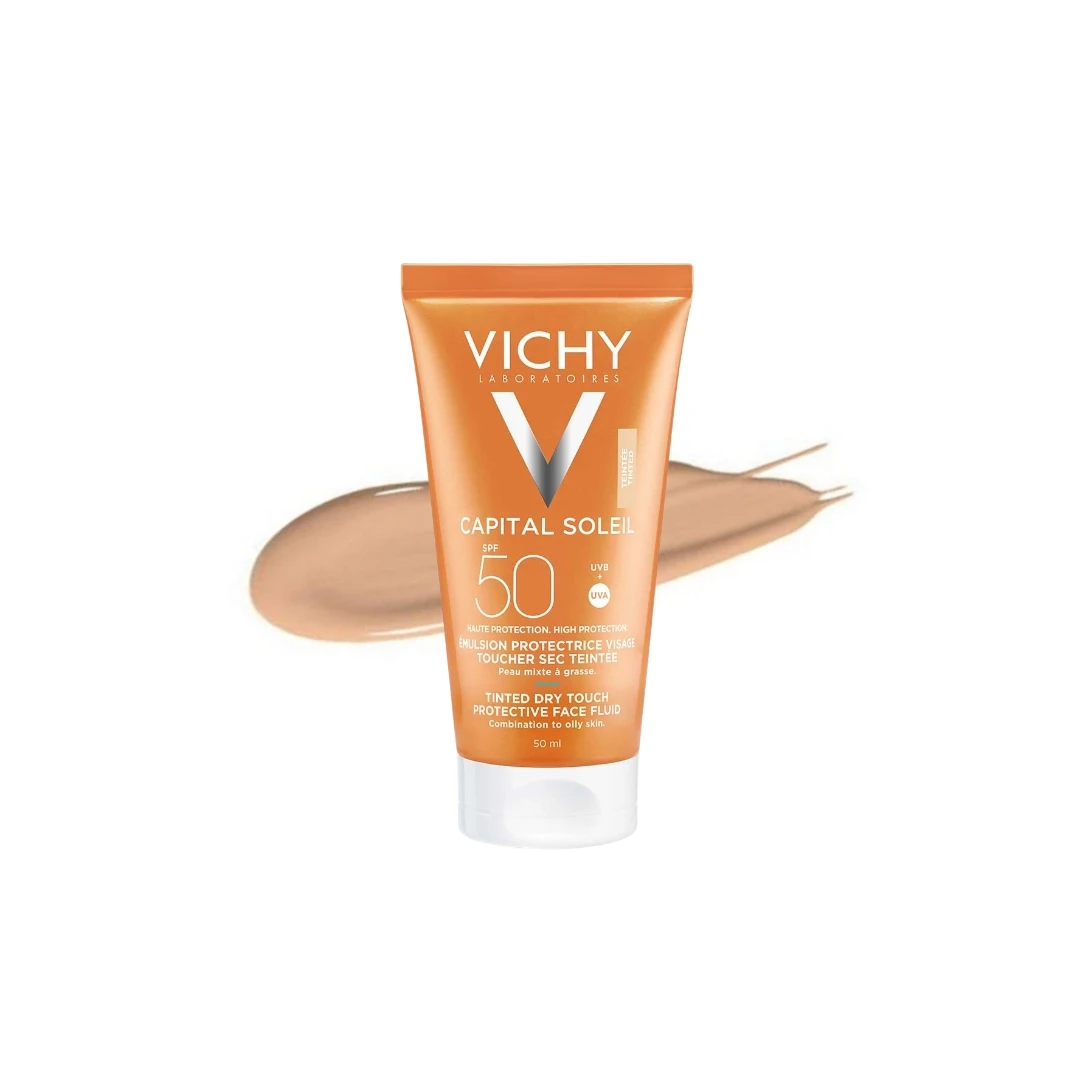 VICHY CAPITAL SOLEIL Dry Touch BB Tonirani Fluid za Mat Efekat SPF50 za Masnu Kožu Lica 50 mL