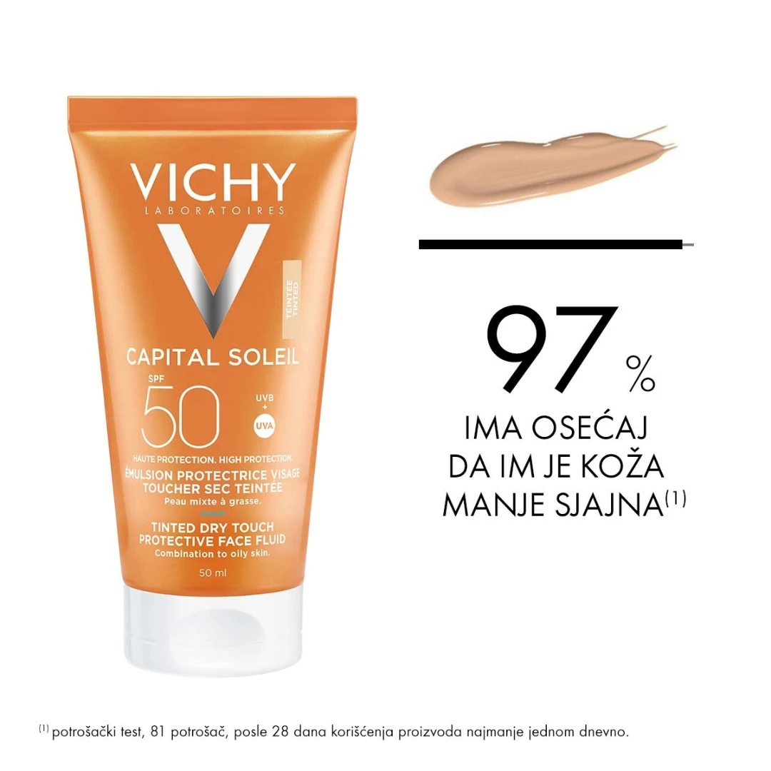 VICHY CAPITAL SOLEIL Dry Touch BB Tonirani Fluid za Mat Efekat SPF50 za Masnu Kožu Lica 50 mL