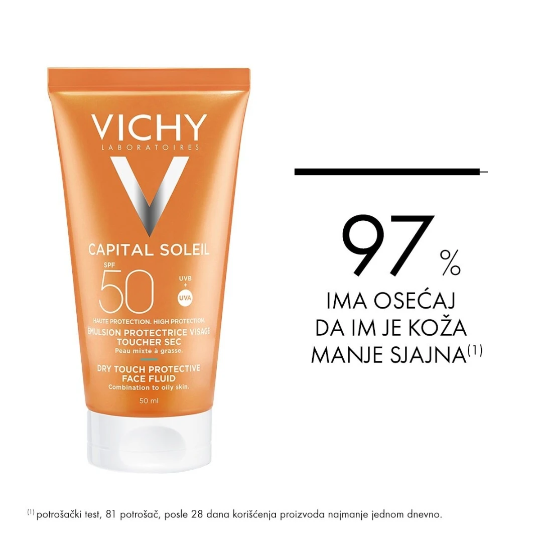 VICHY CAPITAL SOLEIL Dry Touch Fluid za Mat Efekat SPF50 za Masnu Kožu Lica 50 mL