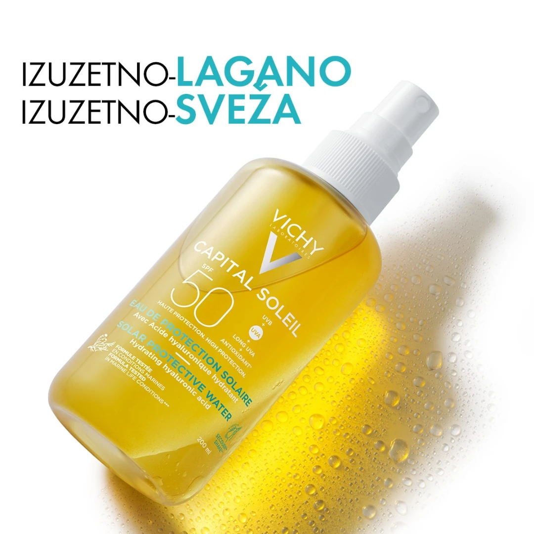 VICHY CAPITAL SOLEIL Hidratantna Solarna Zaštitna Vodica sa Hijaluronom i E Vitaminom SPF30 Sprej 200 mL