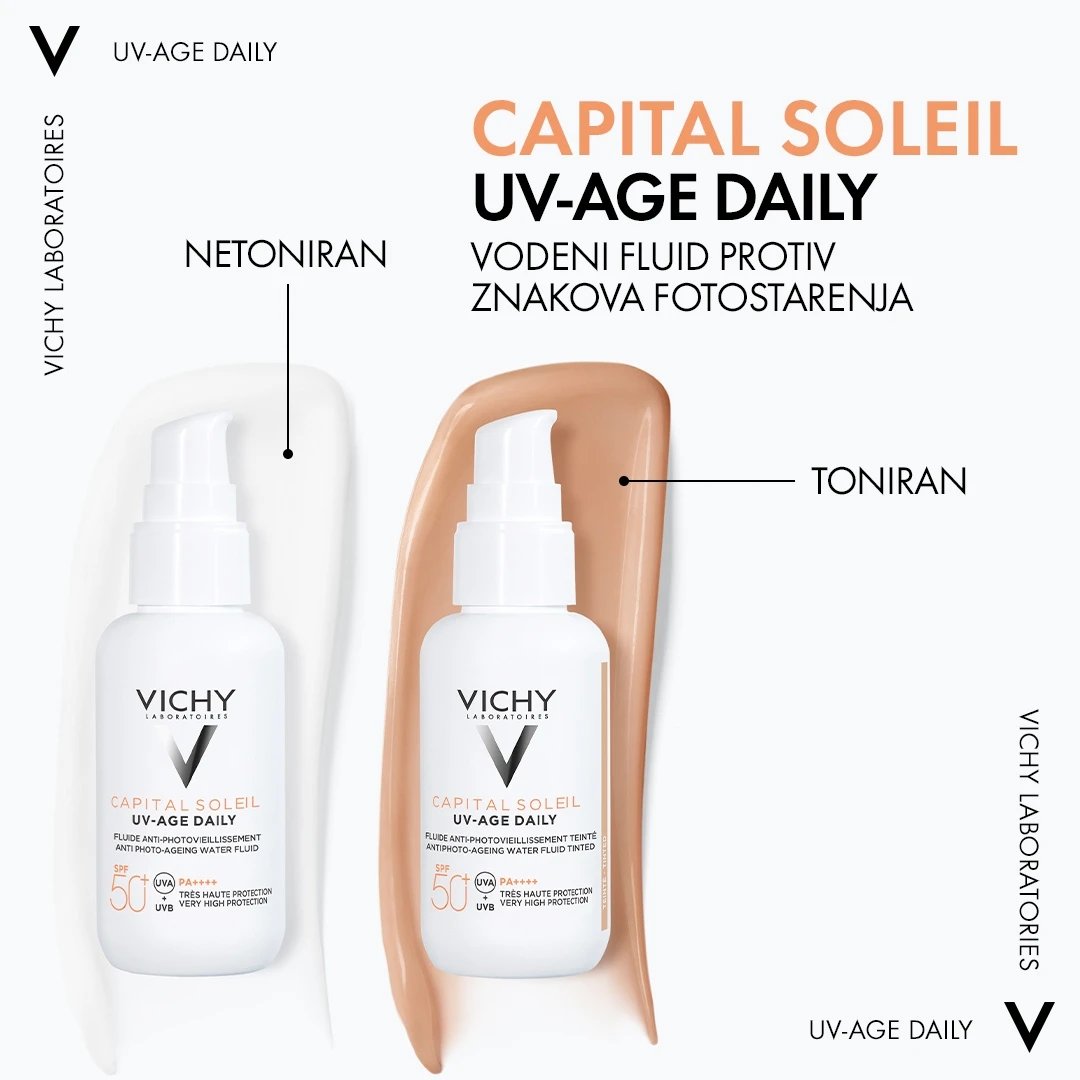 VICHY CAPITAL SOLEIL UV-AGE Dnevni Fluid SPF 50+ Protiv Fotostarenja Kože 40 mL