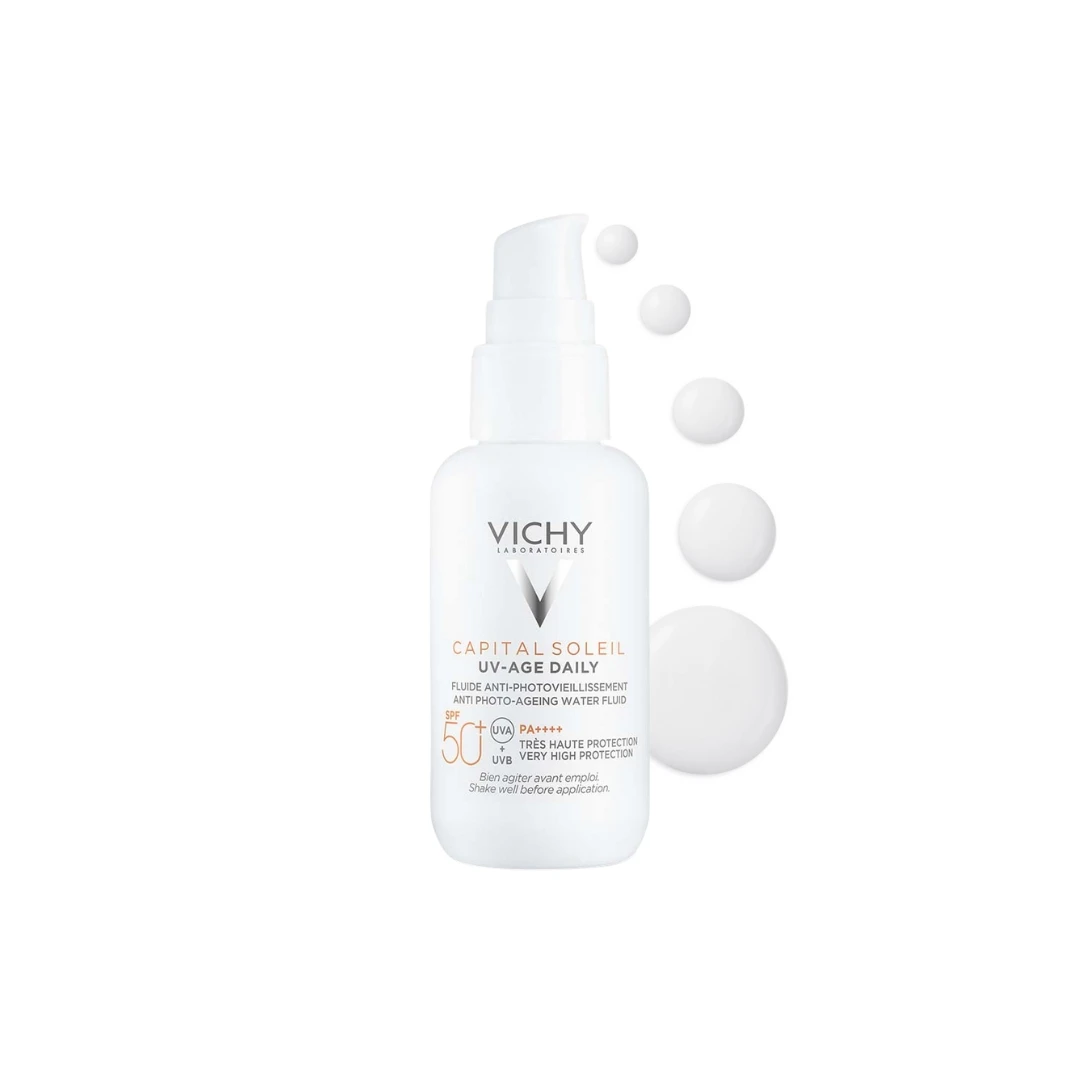 VICHY CAPITAL SOLEIL UV-AGE Dnevni Fluid SPF 50+ Protiv Fotostarenja Kože 40 mL