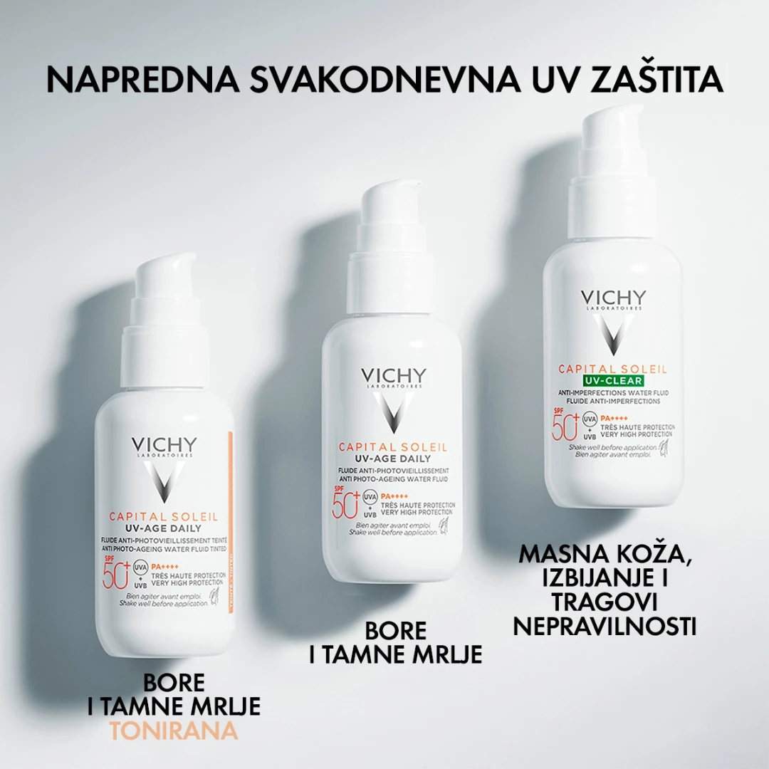 VICHY CAPITAL SOLEIL UV-AGE Dnevni Fluid SPF 50+ Protiv Fotostarenja Kože 40 mL