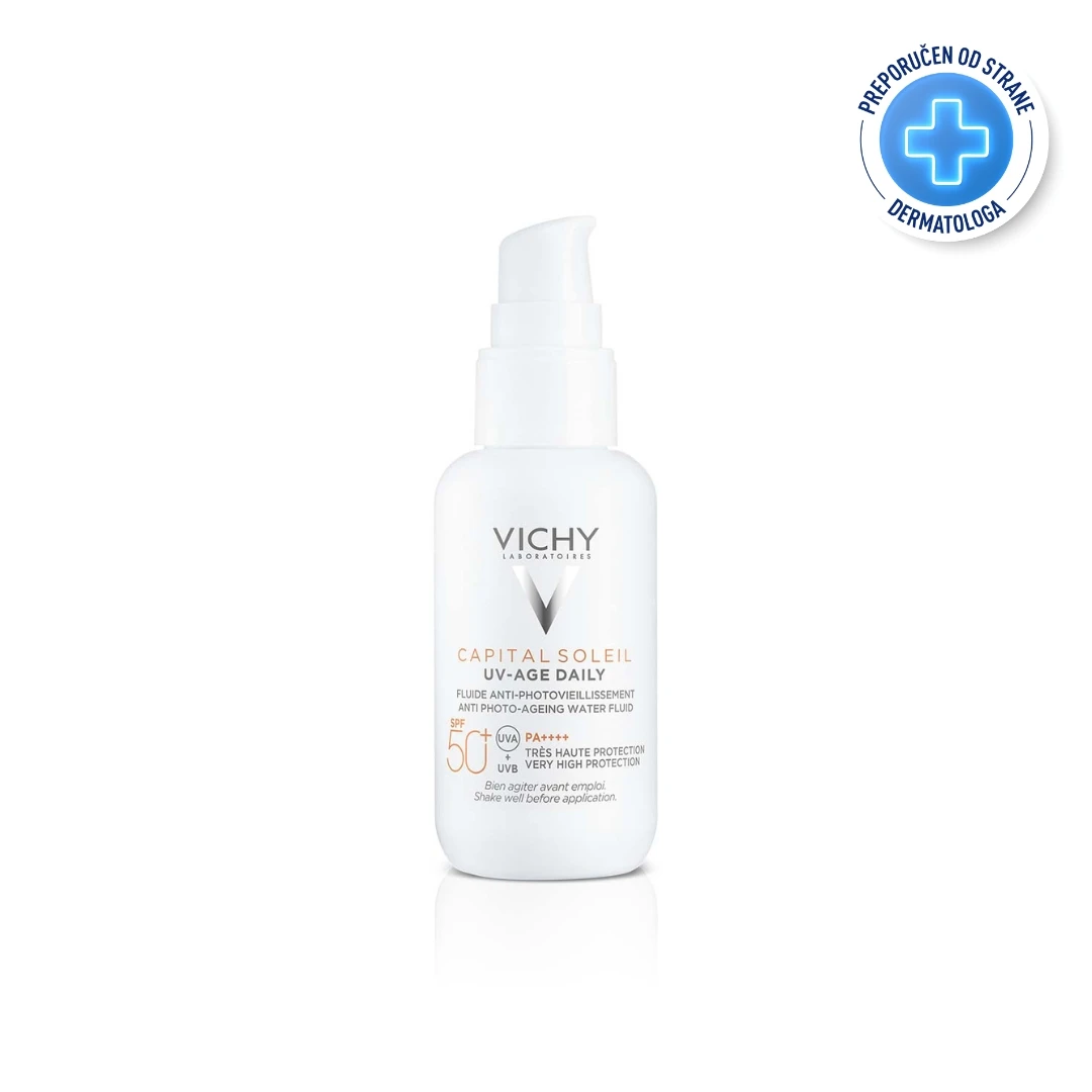 VICHY CAPITAL SOLEIL UV-AGE Dnevni Fluid SPF 50+ Protiv Fotostarenja Kože 40 mL