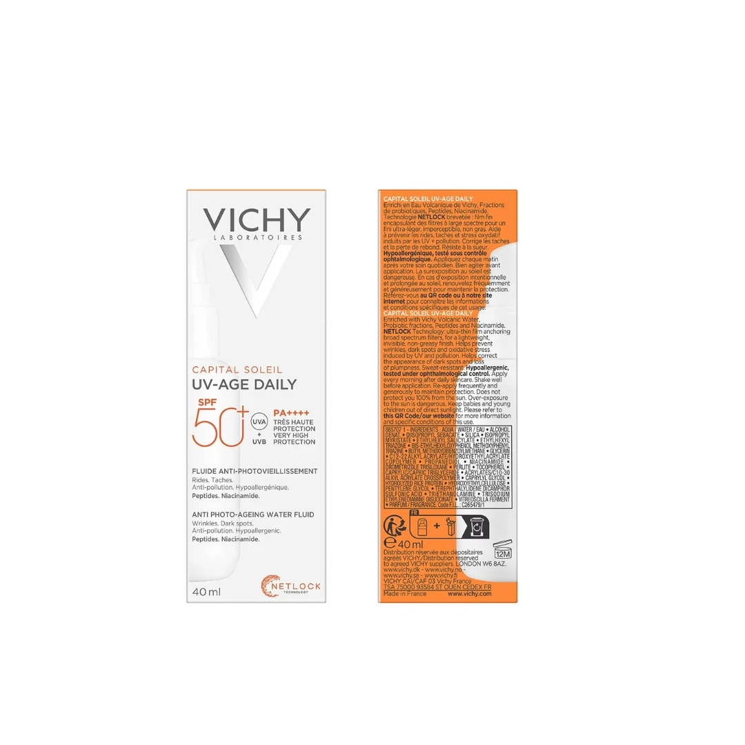 VICHY CAPITAL SOLEIL UV-AGE Dnevni Fluid SPF 50+ Protiv Fotostarenja Kože 40 mL