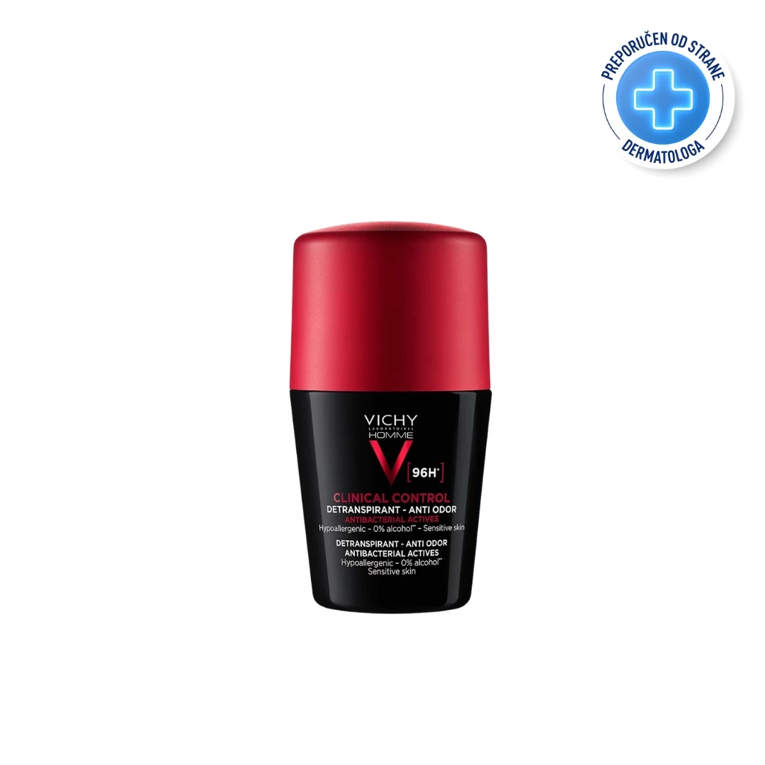 VICHY HOMME DEODORANT Clinical Control Roll-on za Zaštitu od Znojenja do 96H, za Osetljivu Kožu 50 ml