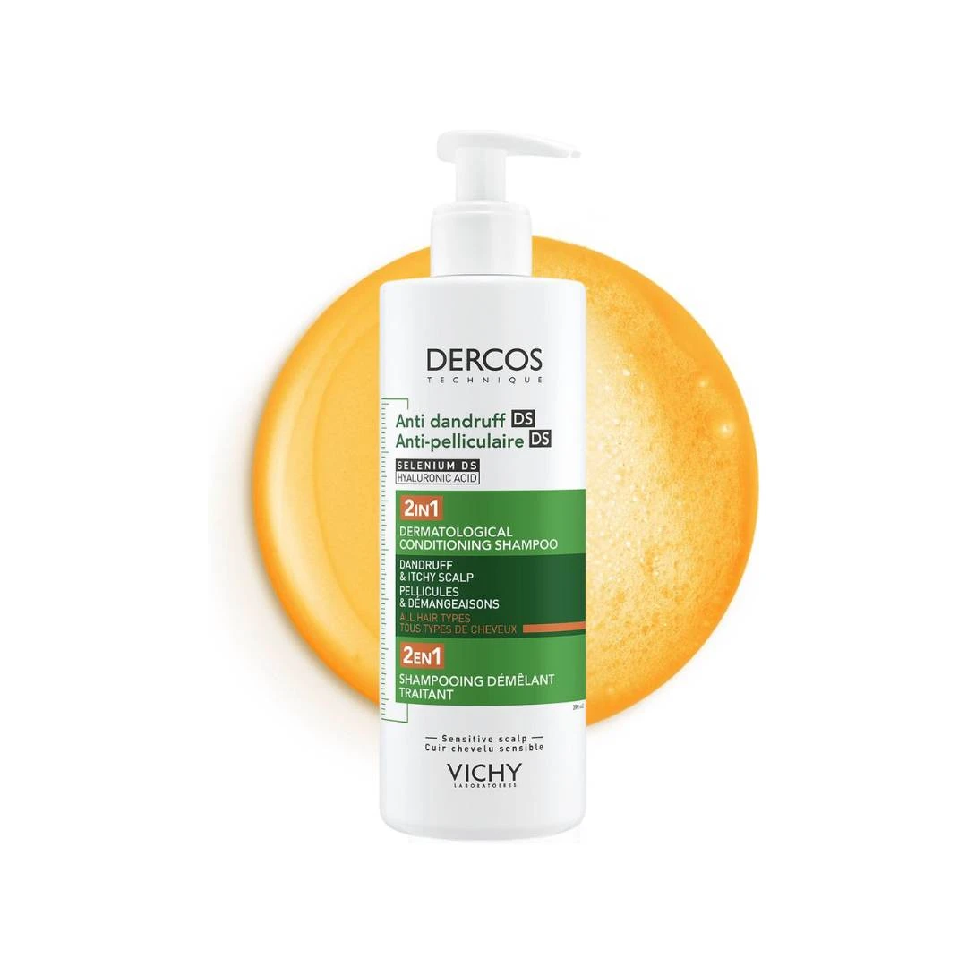 VICHY DERCOS ANTI-DANDRUFF 2u1 Šampon i Regenerator Protiv Peruti sa Hijaluronskom Kiselinom 390 mL